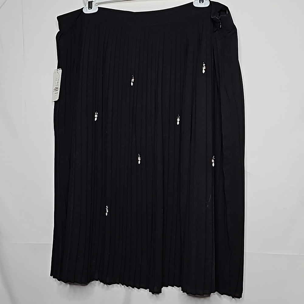 NWT Eloquii studio black pleated jeweled bedazzled midi A-line skirt size 20